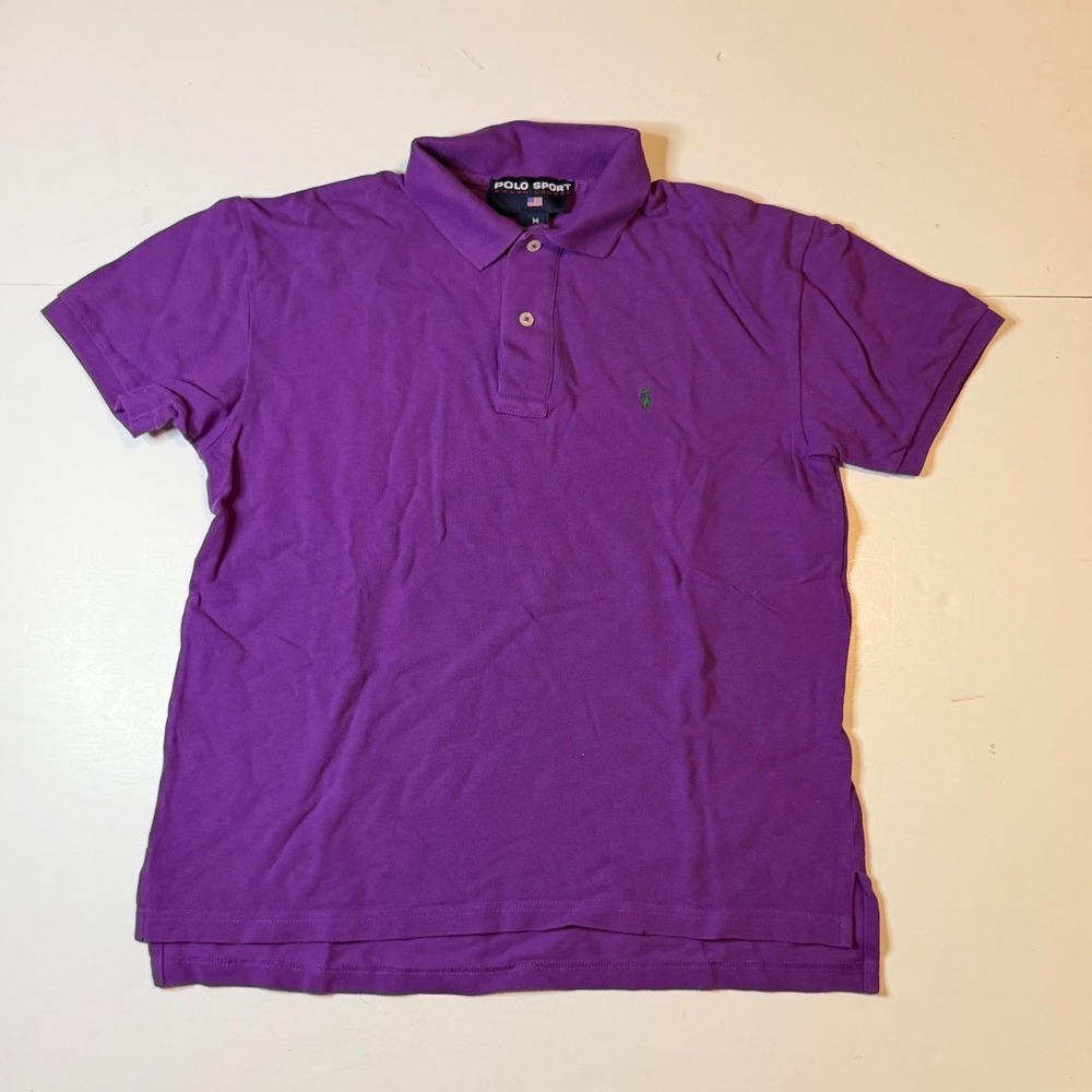 90s Polo Sport Ralph Lauren Polo Shirt Mens Medium Purple Cotton Pique Pony Logo
